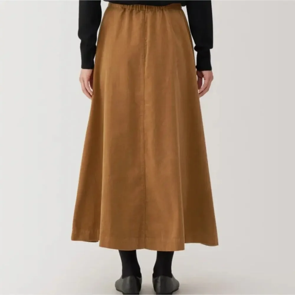 Vintage Y2K 90s Tan Vegan Suede tulip moleskin midi skirt plus size 14 New